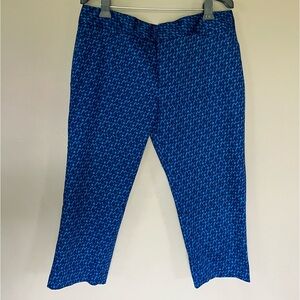 Coldwater Creek Women’s Size 16 Two-Tone Blue Geometric Print Capris